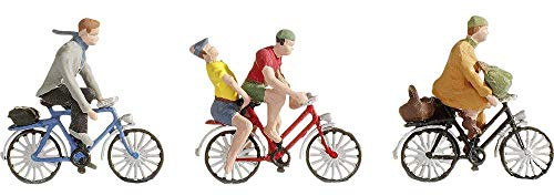 NOCH® H0 Figuren Fahrradfahrer, Modellfiguren, handkoloriert für Spur H0, perfekt für Miniaturwelten und Dioramen