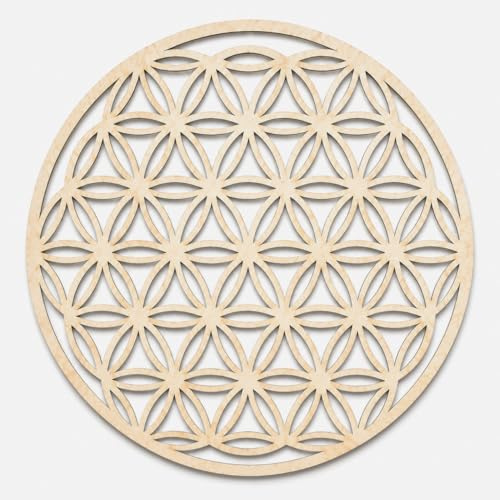Blume des Lebens 40 cm Wanddeko Naturholz Baum Wanddekoration FLowe of Life Wooden Wall Decoration Wall Art Geometrische Ornamente Minimalistische Wandkunst Hängende Dekoration