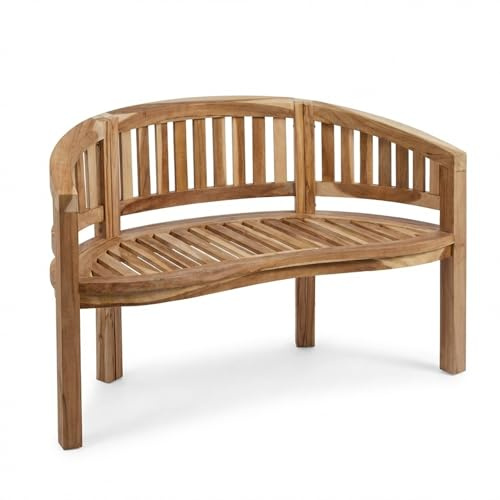 SAM 2-Sitzer Bananenbank Banana, 120 cm Sitzbank, Teak-Holz, Massive Holzbank, ideal für den Balkon oder Garten