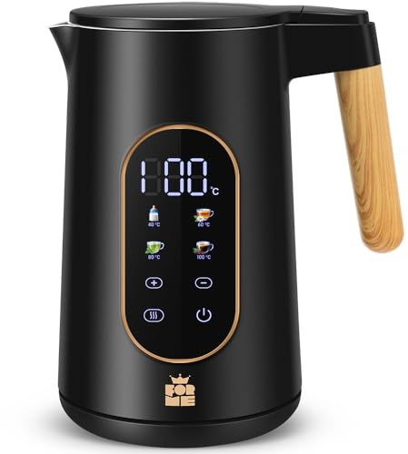 ForMe Edelstahl Wasserkocher 1,7 L mit Temperatureinstellung Temperaturwahl 40-100°C I LED Digitale Temperaturanzeige I Temperatur Einstellbar Kessel I Teekanne Teekessel Warmhaltefunktion I BPA Frei