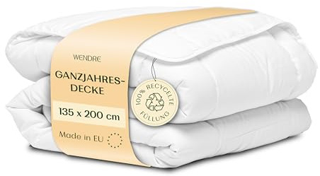 WENDRE Ganzjahresdecke 135x200 – Mittelwarme Bettdecke 300 GSM – Atmungsaktive Mikrofaser Steppdecke – Allergikergeeignet, Oeko-TEX Zertifiziert – Waschbar, Made in EU