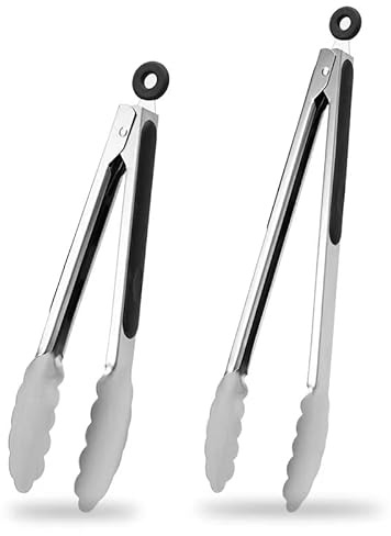 9 & 12 Zoll (23cm & 30cm) Küchenzange, Edelstahl Grillzange Kochen Zange, zum Kochen, Grillen, Grillen, Buffet-Servieren (9+12)