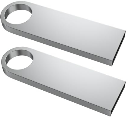 128GB USB Stick 2 Stück Speicherstick Metall USB 2.0 Wasserdicht | 128 GB USB-stick 2er-Pack mit Schlüsselanhänger Geschwindigkeit mit Schlüsselanhängern für PC, Auto, TV, Laptop