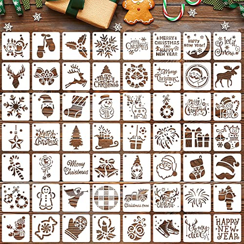 Weihnachten Schablonen, Augshy 56 Stück Kleine Weihnachtsschablonen Kunststoff Weihnachten Malschablonen DIYWeihnachtsmuster Zeichenschablonen für Scrapbooking Wand Boden Deko