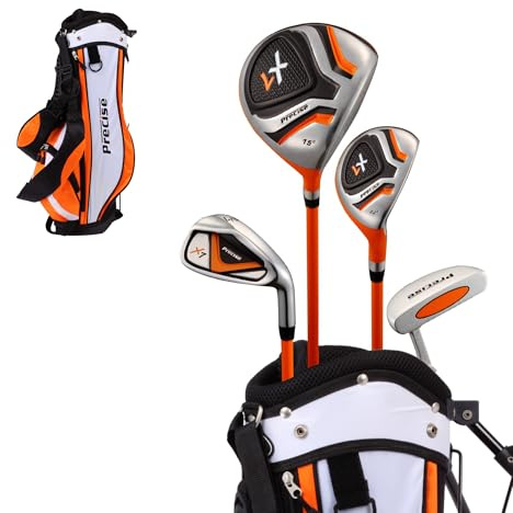 Precise X7 Kinder-Golfschläger-Set für 3–5, 6–8, 9–12 Jahre, Rechts- und Linkshänder, Mädchen & Jungen, Golfschläger mit leichten Graphit-Schäften, Hybrid und Standtasche