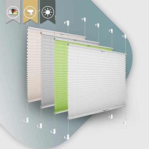 Buseu Plissee ohne Bohren Klemmfix 80x110cm(BxH) Weiß Jalousie Sichtschutz Sonnenschutz Easyfix Faltrollo Lichtdurchlässig Moderner Rollo für Fenster & Tür