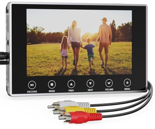 DigitPro VHS to Digital Converter 3.0, 4K 5-Zoll-Großbildschirm VHS Digitalisieren Videorecorder, VHS Video Grabber Compatible with Mini DV/DVD/Blu Ray Player/Hi8/Camcorder/Kassette Tape
