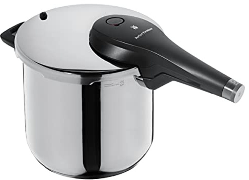 WMF Perfect Premium One Pot Schnellkochtopf Induktion 6,5l, Dampfkochtopf 22 cm, Cromargan Edelstahl poliert, 2 Kochstufen, All-In-One-Drehknopf