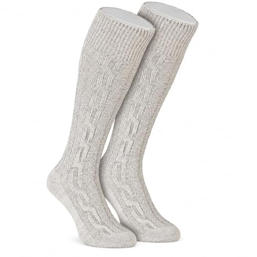 Gloria wears Long Men's Costume Socks, Knee Socks for Leather Trousers, 1 Pair, Mottled Braid Socks, Size 40-47