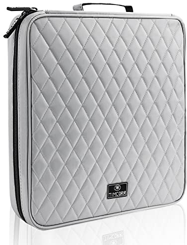 TIMCORR CD-Hülle, DVD-Halter, Aufbewahrung: 160 DVD-Hüllen, Organizer, tragbare Brieftaschen-Aufbewahrung – CD-Kunststoff-Schutz-Tragebinder für Zuhause, Reisen, grau, M, Tragbar