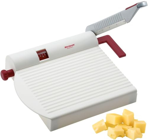 Westmark Käseschneide-Apparat mit scharfer Klinge, Variable Schnittstärke, Rostfreier Edelstahl/Aluminium/Kunststoff, Fromarex, Weiß/Rot/Silber, 70002260, 1 Stück