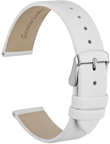WOCCI 18mm Elegantes Uhrenarmband für Damen mit Silberner Schnalle (Weiß)