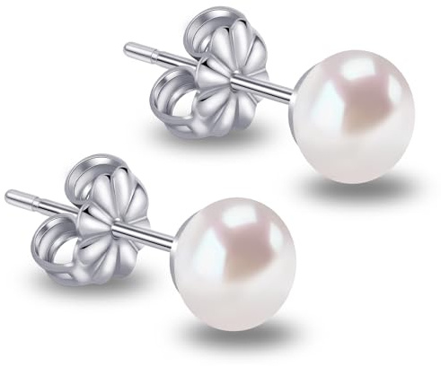 Limerencia Hypoallergen Reinem Ttitan Handverlesenen weißen Süßwasser Kultiviert Perle Ohrstecker G23 Implantat Grad Piercing (6-6.5 mm)