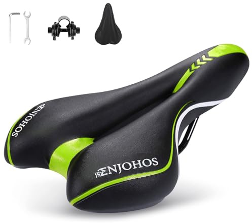 ENJOHOS Fahrradsattel, Fahrradsitz Wasserdicht PU für Mountainbike Trekking Tourensattel Rennrad (Grün)