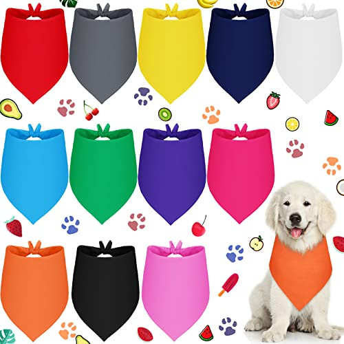 Frienda 12 Stück einfarbige Hundehalstücher für Hunde, Welpen, blanko, verstellbar, dreieckig, einfarbig, rotes Hundehalstuch, Wärmeübertragung, waschbar, Hunde-Taschentuch