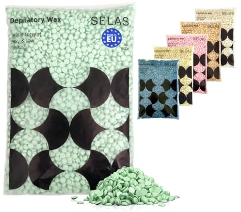 SELAS Wachsperlen Aloe Vera 800g – Warmwachs Perlen für Haarentfernung | Enthaarungswachs & Wachs Haarentfernung Perlen für Gesicht, Körper & sensible Haut | Für Waxing, Wax Warmer & Wachsgerät