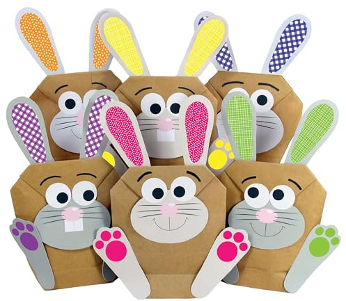 Papierdrachen 12 DIY Osterhasen Tüten - Bunte Geschenktüten zu Ostern zum selber Befüllen - Frühling – zum Verpacken von Geschenken für Kinder und Erwachsene