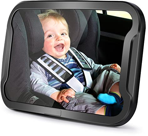 Vinabo Baby-Autospiegel, Bruchsicherer Babyspiegel, um 360° Verstellbarer Autospiegel, Baby-Rücksitzspiege - Geeignet für Allerlei Kopfstützen