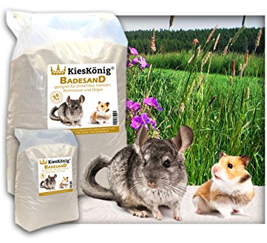 Kieskönig Premium Badesand für Chinchillasand, Hamster, Rennmäuse und Degus - samtweiche abgerundete Körnung 10 Kilogramm