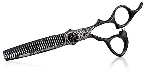 PURPLEBIRD Haarschere Friseurschere 6 Inch Effilierschere Scharfe Haarschneideschere Japanischer Edelstahl 440C für Damen und Herren Haarschneideschere mit bedrucktem Damaskusstreifen - Schwarz