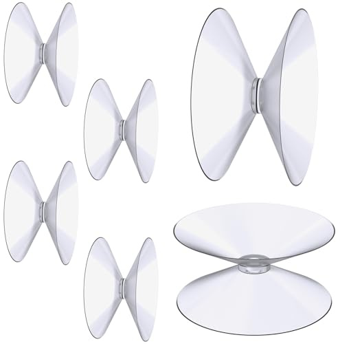 Flintronic Doppelseitige Saugnäpfe, 6 Stück Kleine Saugnäpfe 40mm, Transparente PVC Kunststoff Saugnapf, Rutschfest Plastiksauger Saugknopf Haken für Glasplatte, Glastischspiegel, Fenster, Dekoration