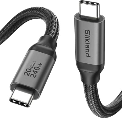 Silkland USB-C 3.2 Gen2×2, Kompatibel mit Thunderbolt 4 Kabel 3M | 20Gbps Datenkabel, PD3.1 240W Ladekabel, USB-C Monitor Kabel 5K@60Hz 4K@144Hz Videokabel für MacBook Pro, iPad Pro, Dock, SSD