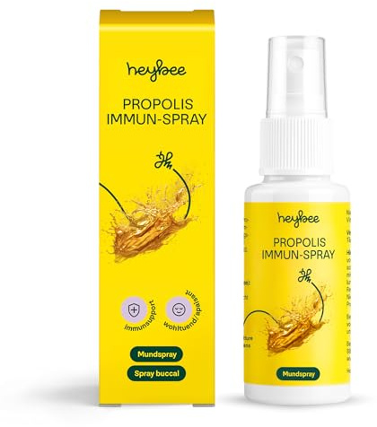 heybee® Propolis Immun-Spray mit Vitamin D, 30 ml (1er Pack) - das Mundspray für Kinder & Erwachsene, wohltuend für Hals & Rachen + stärkt das Immunsystem, Inhaltsstoffe aus nachhaltiger Imkerei