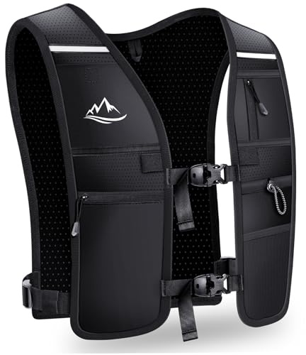 ISEYOU Ultraleicht Laufweste, Reflektierender Trinkrucksack für Damen und Herren, Trail Rucksack Trinkweste, Verstellbarer Running Vest Fahrradrucksack für Läufe, Jogging, Radfahren, Marathons