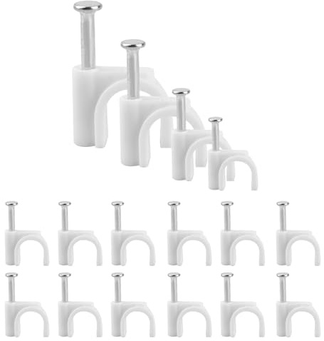 400 Stück Kabelschellen, Nagelschellen, Halter, Clips, Runde Klemmen Mit Nagel, Befestigungen für Wand - 4mm/6mm/8mm/10mm