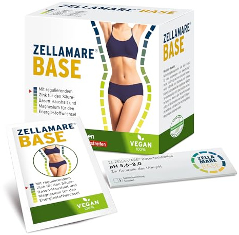 ZELLAMARE BASE – Veganes Basenpulver Präparat mit Magnesium, Kalium & Zink | Teststreifen inklusive | Für Energie-Stoffwechsel, Säure-Basen-Balance & Vitalität