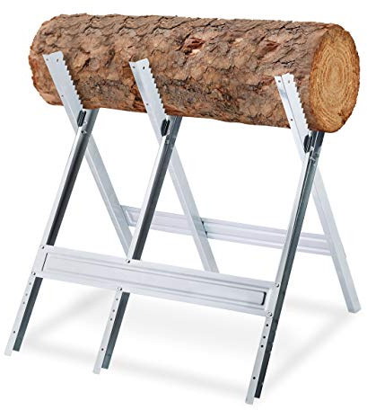 Relaxdays Sägebock, Holzsägearbeiten, klappbar, Sägegestell für Kettensägen, Stahl, H x B x T: 81 x 75,5 x 81 cm, silber
