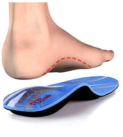 PCSsole Orthopädische Einlegesohlen für Arbeitsschuhe, Freizeit, Sport, Komfort für Herren und Damen Schuheinlagen für Plattfüße, Plantarfasziitis, Fersensporn, Fußschmerzen. Blau, EU43-44.