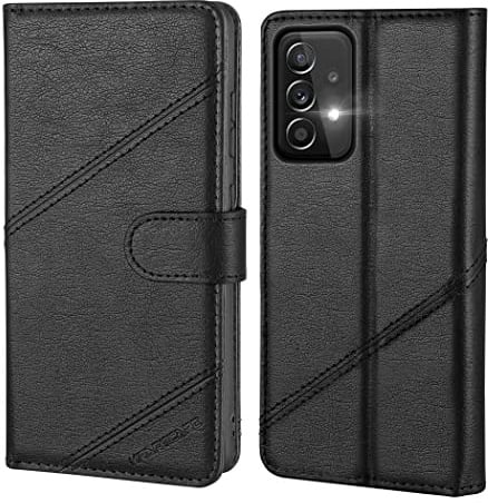 KRAFTCARE Handyhülle für Samsung Galaxy A33 Hülle | Klapphülle mit Premium PU Leder, 3 Kartenfächer + Geldscheinfach, Ständer, Stoßfeste, RFID Blockierung, Schwarz