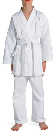Fisticuffs Kinder Student Karate Aikido Anzug Gi Uniform mit kostenlosem weißem Gürtel – Premium-Qualität, bequeme Passform., Weiss/opulenter Garten, 100 cm