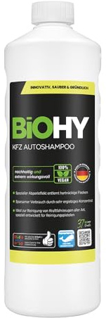 BiOHY KFZ Autoshampoo (1L) | Bio Autoreiniger für Hochdruckreiniger & Staubsaugerdüsen | biologisch abbaubares Konzentrat | schützt Lack