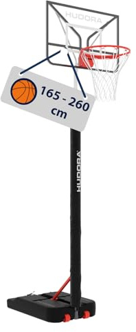 HUDORA Basketballständer RoCo 260 - Höhenverstellbarer, Faltbarer Basketballkorb - geeignet für Indoor und Outdoor - für Kinder und Jugendliche - Basketball Korb mit Ständer - Shadow, grau
