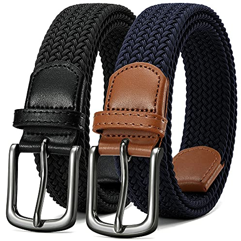 CHAOREN Elastischer Gürtel Herren 2 Stück, Flechtgürtel Gürtel Ohne Löcher, Robuste Bauweise und Gut Bewegen Kann