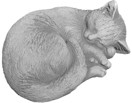 gartendekoparadies.de Liegende Katze Steinfigur, 19 x 27 x 11 cm, 5 kg, Grau, Steinguss, Frostsicher, Garten Dekoration (verträumt)