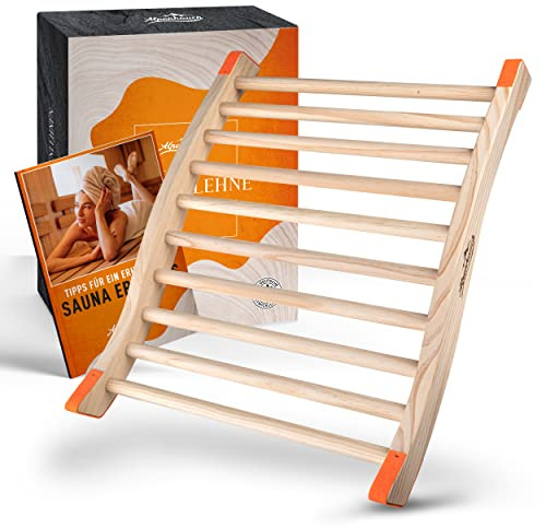 ALPENHAUCH Sauna Rückenlehne aus 100% Naturholz [1 Stück] - Ergonomische Rückenlehne mit geschwungener S-Form - Edles Sauna Zubehör Infrarotkabine - Komfortable Rückenlehne Infrarotkabine