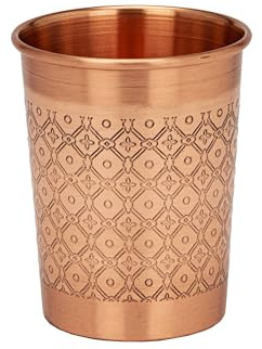 NKlaus Kupferbecher aus reinem Kupfer mit Mosaikgravur, 300 ml | Der handgefertigte ayurvedische Trinkbecher überzeugt mit stilvollem Design