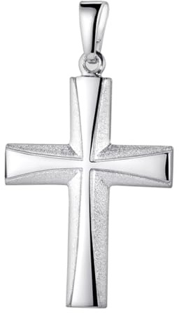 Kreuz Anhänger Silber 925 echt - Kettenanhänger für Halskette KA-22 | Kreuzanhänger 17 x 30mm aus 925 Sterling Silber rhodiniert oder vergoldet für Damen und Herren von MATERIA by Matthias Wagner