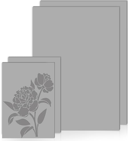 4 Stück Linoldruck Platte, A4 A6 Linoleum Platte,Weichgummi Linolplatten,Linolschnitt Stempelgummi für DIY und Druckprojekte (Grau)