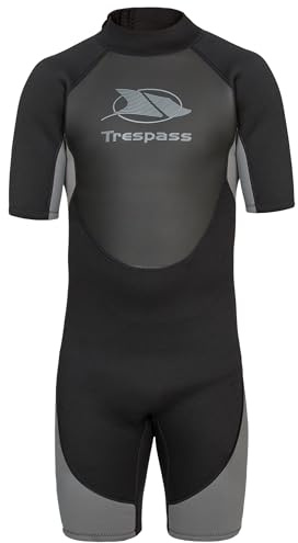 Trespass Scuba, Black, S, Kurzer 3mm-Neoprenanzug mit 7mm-Reißverschluss für Herren, Small, Schwarz