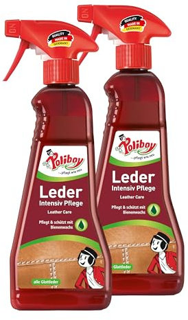 POLIBOY Leder Intensiv Pflege - Farblose Lederpflegecreme für Glattleder - 2x 375ml
