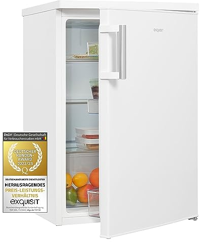 Exquisit Kühlschrank ohne Gefrierfach, 133 Liter, Vollraumkühlschrank freistehend, Türanschlag Wechselbar, KS516-V-H-010D weiss