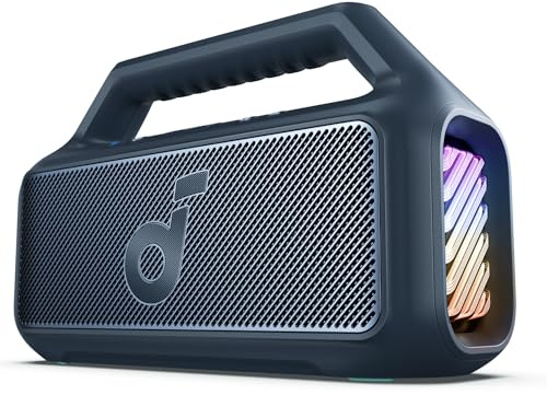soundcore by Anker, Boom 2 Outdoor-Lautsprecher, 80W, Subwoofer, BassUp 2.0, 24h Akku, IPX7 Wasserdicht & Schwimmt, LED-Licht, USB-C, EQ, BT 5.3, Mobiler Bluetooth-Speaker, Camping, Strand, Garten