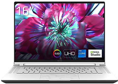 Gigabyte AERO 16 OLED (BSF 73DE994SO) Creator Laptop | 16 16:10 UHD OLED Display | Intel Core i7-13700H | 16GB RAM | 1TB SSD | GeForce RTX 4070 | Windows 11 | Microsoft 365 (1 Jahr) | Silber