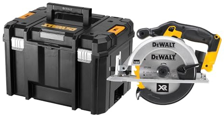 DEWALT 18 Volt Akku-Handkreissäge (760 Watt Abgabeleistung, Sägeblatt-ø: 165 x 20 mm, bis 50° Neigungsverstellung, 24-Zahn HM Sägeblatt, T STAK Box VI, Lieferung ohne Akku & Ladegerät), DCS391NT-XJ
