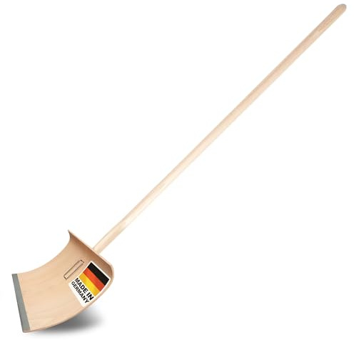 SHW-FIRE | Schneeschieber mit 50cm Schaufel und 150 cm Ovalstiel, Schaufel mit 5-Fach verleimtem Sperrholz mit Aluminium-Schutzkante Premium Schneeschaufel mit Buchenholzstiel | Made in Germany