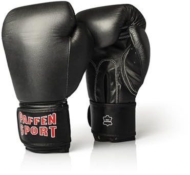 Paffen Sport KIBO Fight Echtleder-Box- und Kampfsporthandschuhe für das Sparring; schwarz; 10UZ